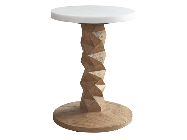Lexington Accent Table with White Agate Stone Top Woven Teak Frame Outdoor Indoor Use 3380-952