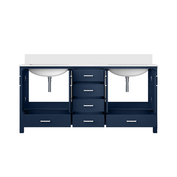 English Elm Navy Elegant Double Bath Vanity 72" W X 22" D With Durable Cultured Marble Top & Ample Storage B2731P259116