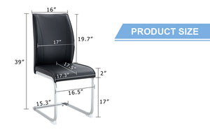 English Elm Luxury Arch Chair Set Of 8 - Stylish Black Pu Upholstered Dining Chairs With Ergonomic Support W1151S03065