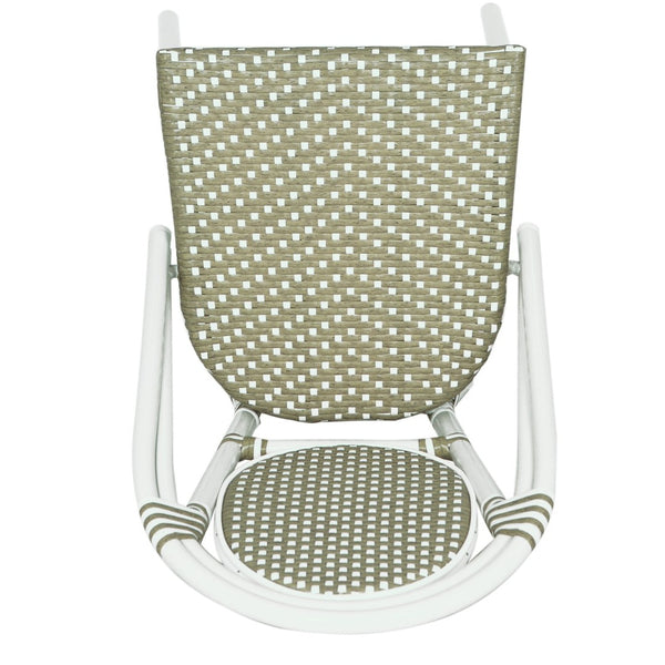 English Elm French Bistro Outdoor Dining Chairs Woven Rattan Aluminum Frame Patio Set of 2 N772P356258G