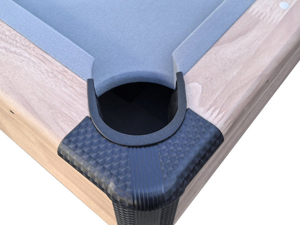 English Elm 7 Foot Billiards Table with Green Velvet Cloth Black Finish and Full Accessory Kit W1936P254217