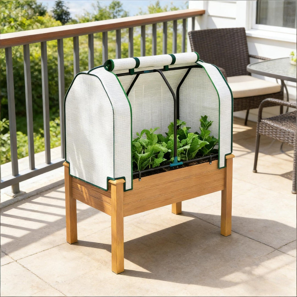 English Elm Raised Metal Garden Bed with Tall Diamond Trellis Powder Coated Outdoor Privacy Planter Sand T3971P459738