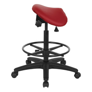 OSP Home Furnishings Backless Saddle Stool Ergonomic Pneumatic Height Adjustable Office Studio Task Seating Dillon Lipstick ST205-R100