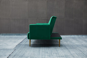English Elm Sofa Bed Velvet Upholstered Convertible with Gold Metal Legs for Studio Spaces Green B205P246431