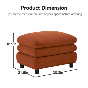 English Elm Vitoria Curved Modular Ottoman in Plush Teddy Fleece for Contemporary Living Rooms Orange W5656P454390