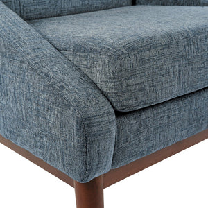 OSP Home Furnishings Mid-century Open Arm Club Chair with Solid Wood Legs and Plush Fiber Seat Cushions Navy SL4411R-MC3