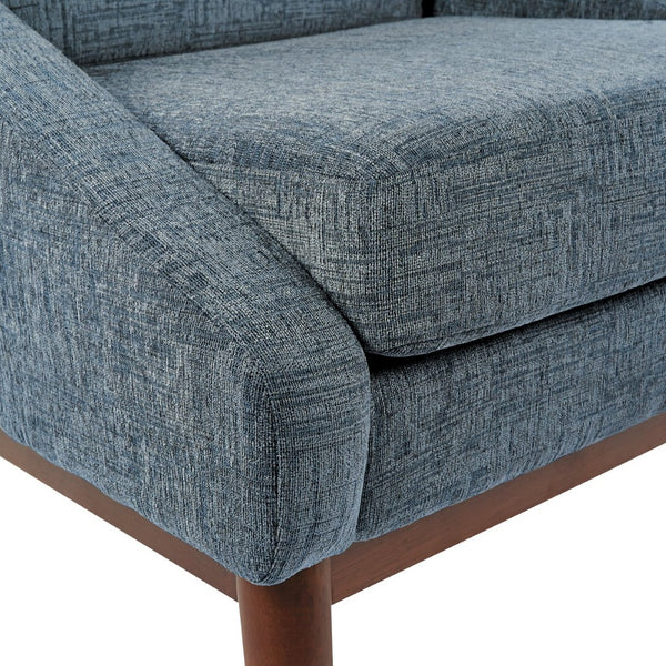 OSP Home Furnishings Mid-century Open Arm Club Chair with Solid Wood Legs and Plush Fiber Seat Cushions Navy SL4411R-MC3