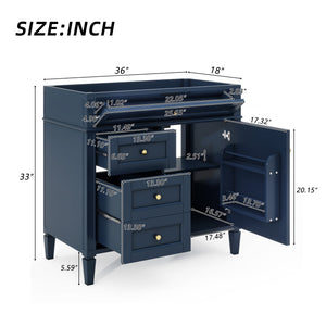 English Elm 36'' Modern Bathroom Vanity Cabinet With 2 Drawers & Tip-Out Drawer, Solid Wood Frame & Style N710P256582C