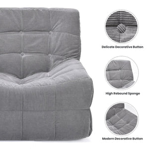 English Elm Bean Bean Bag Chair for Adults with Ottoman Filled with High-Density Memory Foam for Superior Comfort and Support Grey T3623P408793