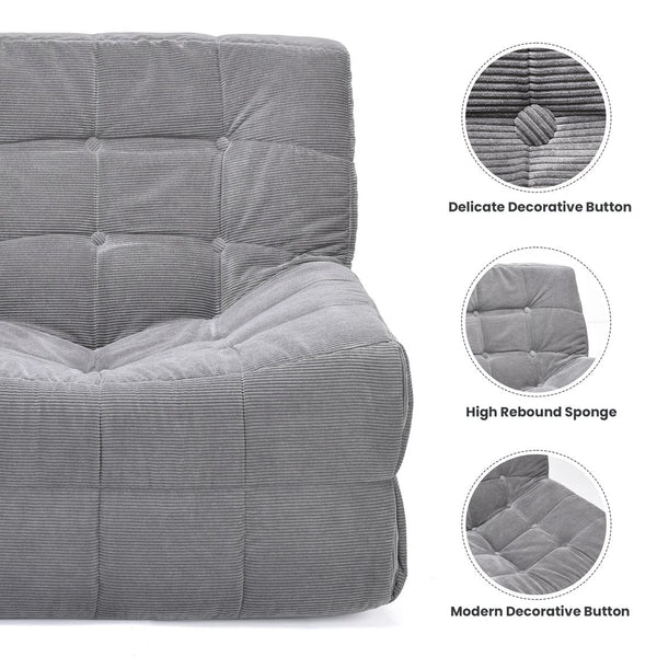 English Elm Bean Bean Bag Chair for Adults with Ottoman Filled with High-Density Memory Foam for Superior Comfort and Support Grey T3623P408793