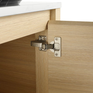 English Elm 24'' Wall-Mounted Bathroom Vanity With Artistic Ceramic Sink, Soft-Close Door & Space-Saving Design W999S00461
