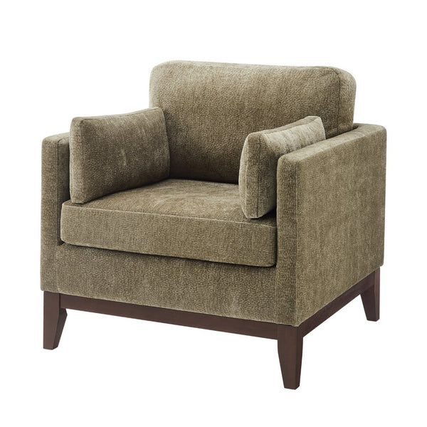 English Elm Chalco Mid-century Accent Chair Walnut Legs Polyester Upholstery Deep Foam Cushions Green B050P429147
