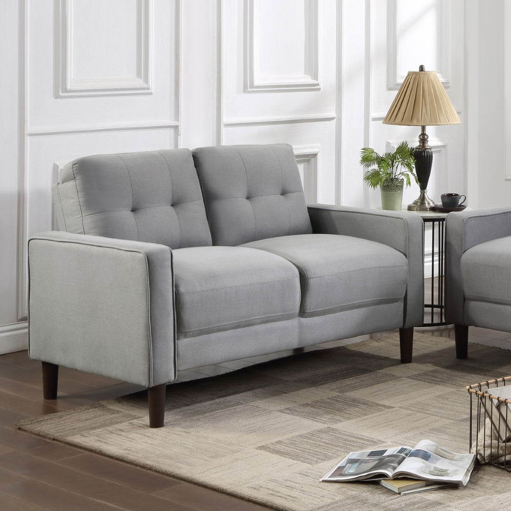 English Elm Harvey Grid Tufted Track Arm Loveseat in Neutral Performance Fabric for Compact Spaces B062P440341