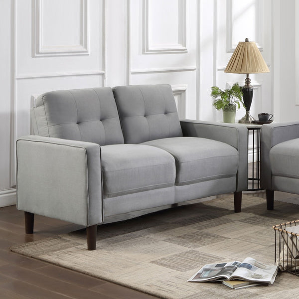English Elm Harvey Grid Tufted Track Arm Loveseat in Neutral Performance Fabric for Compact Spaces B062P440341
