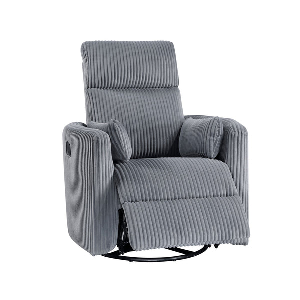 English Elm Gray Corduroy Swivel Glider Recliner Chair - Plush Upholstery, 360° Swivel, Smooth Recline, 34"x36" B011P383304