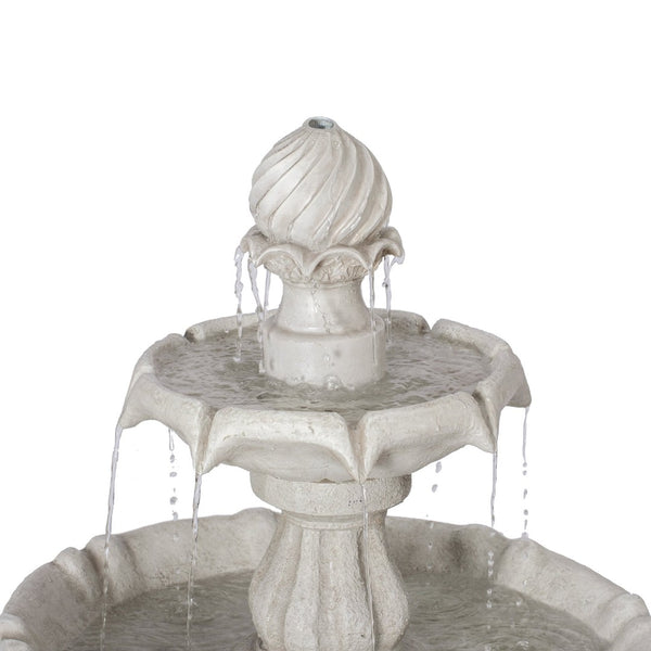 English Elm 37.4"h Two-tier Polyresin Pedestal Fountain Cascading Stone-look Patio Garden Feature N765P355059W