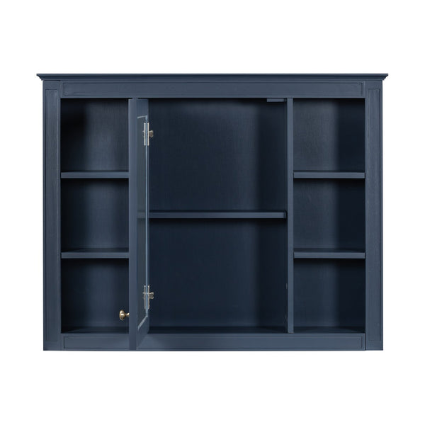 English Elm 36'' Modern Bathroom Vanity with Mirror Cabinet and Sink, Spacious Storage, Soft-Close Doors & Drawers Blue SW000134AAC-3