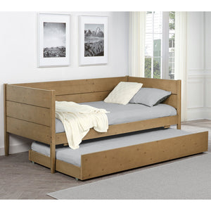 English Elm Stewart Twin Daybed With Trundle — Solid Natural Wood Frame, Warm Grain Finish, Space-Saving Guest Bed Setup B062S01300