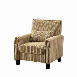English Elm Modern Striped Upholstered Accent Chair with Arms, Nailhead Trim, Solid Wood Frame and Plush Foam Seating Yellow W3373P363921