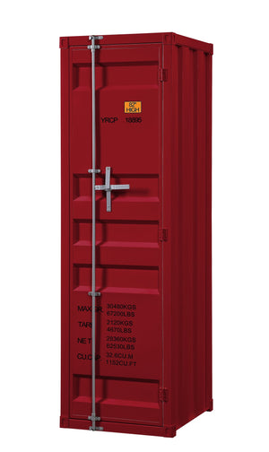 English Elm Red Rectangular 1-Door Wardrobe with Lockable Container, Iron Build, Single Shelf & Dual Compartments B062P215413