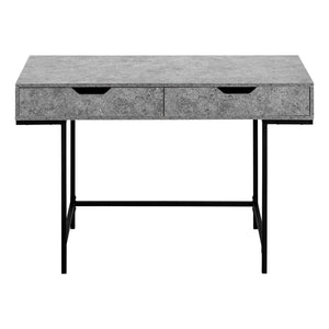 English Elm Computer Desk with 2 Storage Drawers and Metal Base, 48" Work Surface, Stone-Look Laminate, Modern Design Grey 50 L x 26 W x 5 H B2710P219845