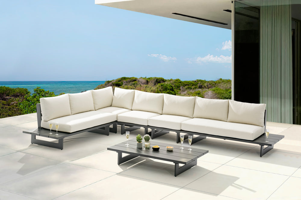 Maldives Cream Water Resistant Fabric Outdoor Patio Modular Sectional 338Cream-Sec2C Meridian Furniture