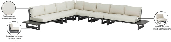 Maldives Cream Water Resistant Fabric Outdoor Patio Modular Sectional 338Cream-Sec3B Meridian Furniture
