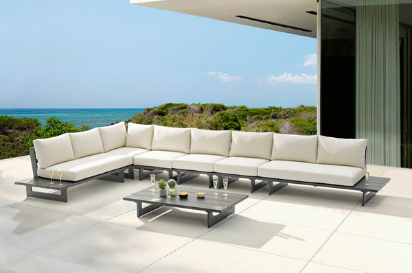 Maldives Cream Water Resistant Fabric Outdoor Patio Modular Sectional 338Cream-Sec3D Meridian Furniture