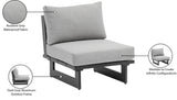 Maldives Grey Water Resistant Fabric Outdoor Patio Armless Chair 338Grey-Armless Meridian Furniture