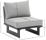 Maldives Grey Water Resistant Fabric Outdoor Patio Armless Chair 338Grey-Armless Meridian Furniture