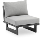 Maldives Grey Water Resistant Fabric Outdoor Patio Armless Chair 338Grey-Armless Meridian Furniture