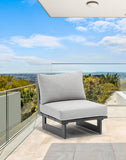 Maldives Grey Water Resistant Fabric Outdoor Patio Armless Chair 338Grey-Armless Meridian Furniture