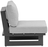 Maldives Grey Water Resistant Fabric Outdoor Patio Armless Chair 338Grey-Armless Meridian Furniture