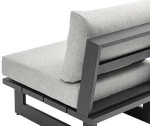 Maldives Grey Water Resistant Fabric Outdoor Patio Armless Chair 338Grey-Armless Meridian Furniture