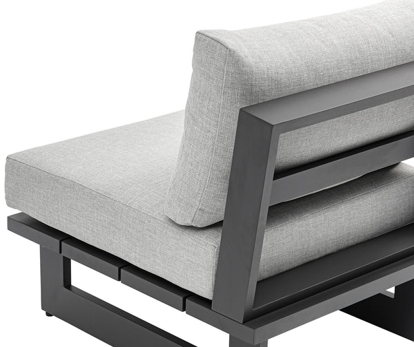 Maldives Grey Water Resistant Fabric Outdoor Patio Armless Chair 338Grey-Armless Meridian Furniture