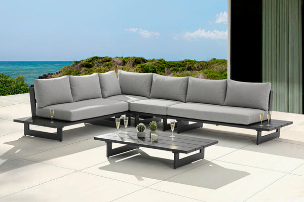 Maldives Grey Water Resistant Fabric Outdoor Patio Modular Sectional 338Grey-Sec1A Meridian Furniture