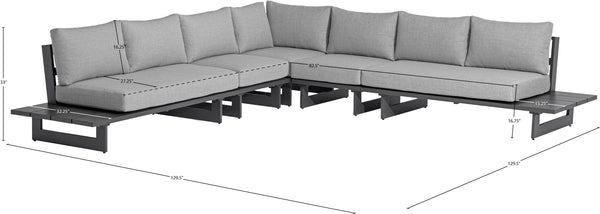 Maldives Grey Water Resistant Fabric Outdoor Patio Modular Sectional 338Grey-Sec2A Meridian Furniture