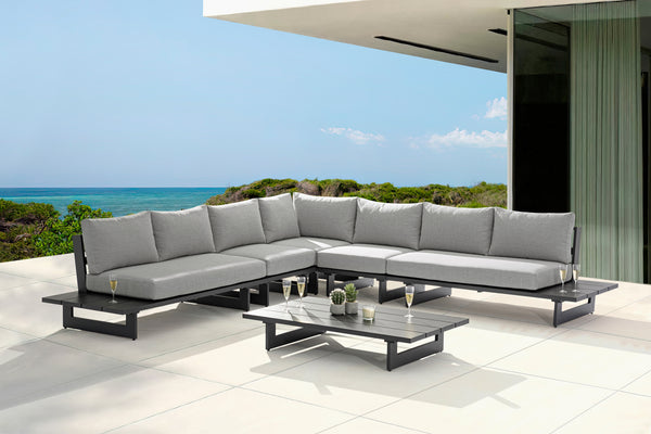 Maldives Grey Water Resistant Fabric Outdoor Patio Modular Sectional 338Grey-Sec2A Meridian Furniture