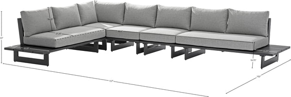 Maldives Grey Water Resistant Fabric Outdoor Patio Modular Sectional 338Grey-Sec2C Meridian Furniture