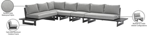 Maldives Grey Water Resistant Fabric Outdoor Patio Modular Sectional 338Grey-Sec2C Meridian Furniture