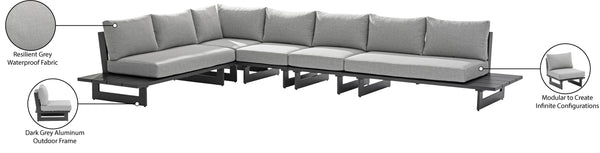 Maldives Grey Water Resistant Fabric Outdoor Patio Modular Sectional 338Grey-Sec2C Meridian Furniture