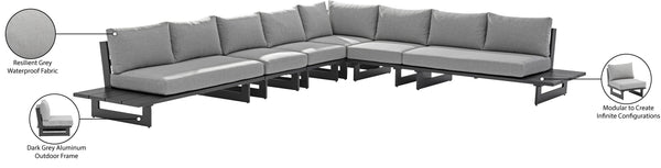Maldives Grey Water Resistant Fabric Outdoor Patio Modular Sectional 338Grey-Sec3A Meridian Furniture
