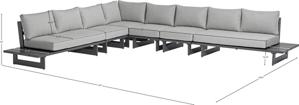 Maldives Grey Water Resistant Fabric Outdoor Patio Modular Sectional 338Grey-Sec3B Meridian Furniture