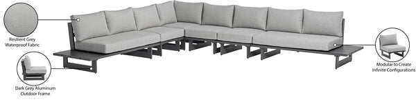 Maldives Grey Water Resistant Fabric Outdoor Patio Modular Sectional 338Grey-Sec3B Meridian Furniture