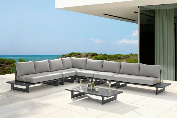 Maldives Grey Water Resistant Fabric Outdoor Patio Modular Sectional 338Grey-Sec3B Meridian Furniture