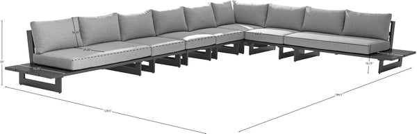 Maldives Grey Water Resistant Fabric Outdoor Patio Modular Sectional 338Grey-Sec4A Meridian Furniture