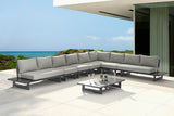 Maldives Grey Water Resistant Fabric Outdoor Patio Modular Sectional 338Grey-Sec4A Meridian Furniture