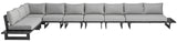 Maldives Grey Water Resistant Fabric Outdoor Patio Modular Sectional 338Grey-Sec4D Meridian Furniture