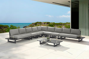 Maldives Grey Water Resistant Fabric Outdoor Patio Modular Sectional 338Grey-Sec4E Meridian Furniture