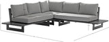 Maldives Grey Water Resistant Fabric Outdoor Patio Sectional 338Grey-Sectional Meridian Furniture